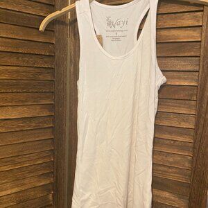 Wayi Racerback Scoop Neck Snug Tank White
